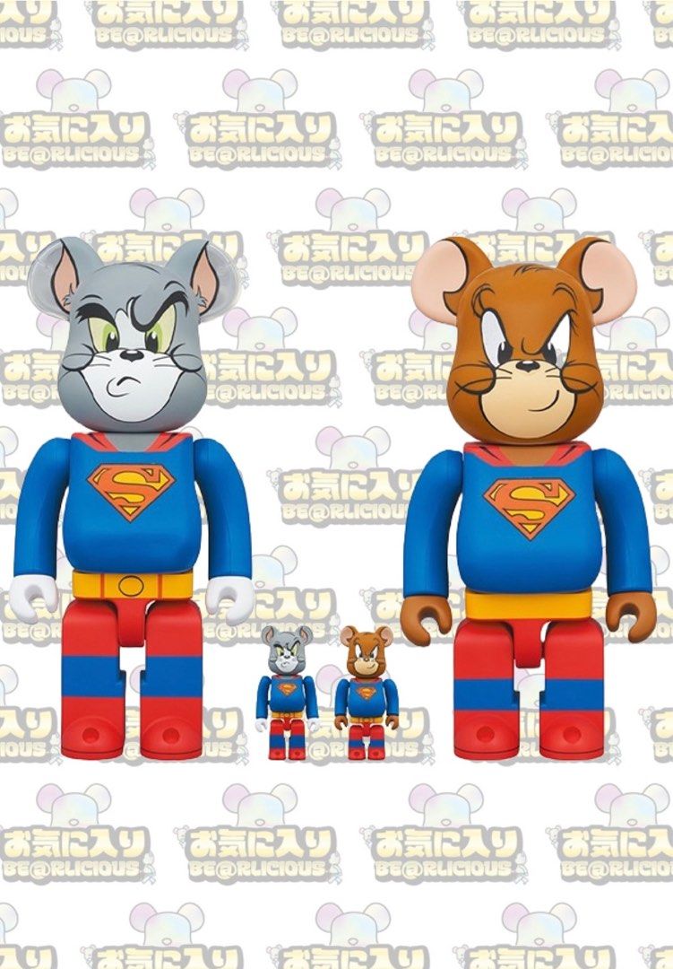 Pre-Order] Bearbrick Tom and Jerry as Superman 100%+400% Set of 4 