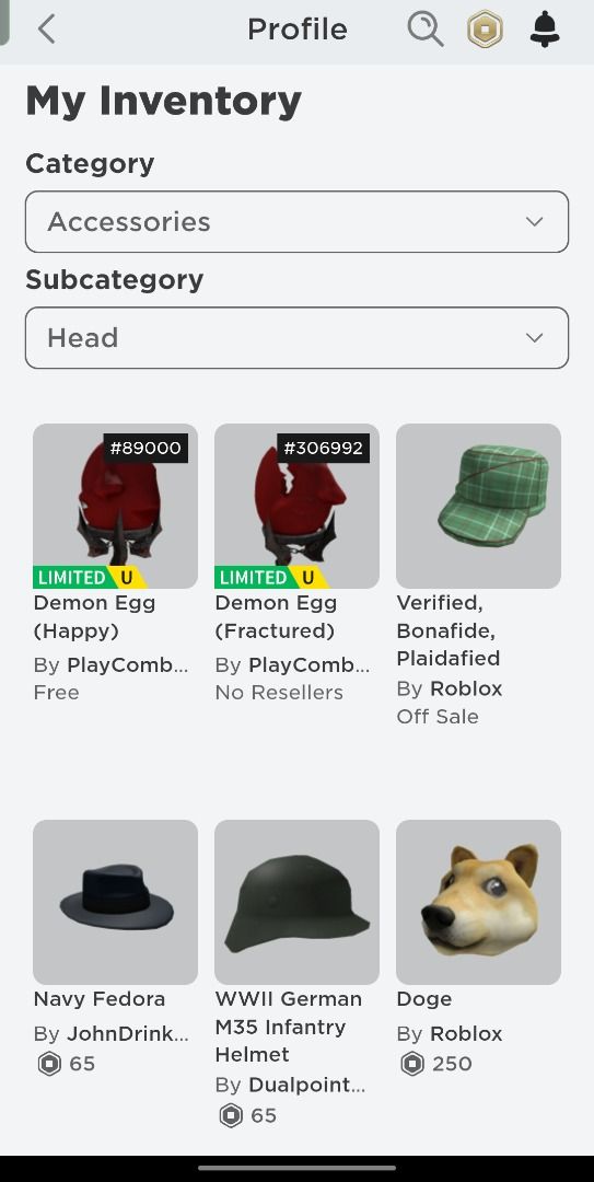 Roblox account for sale( 4 Limited