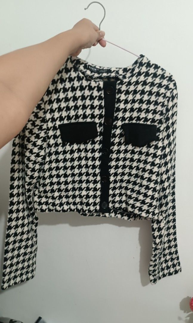 SheIn curve size 3xl houndstooth button down jacket top - $19 - From Nvrmas