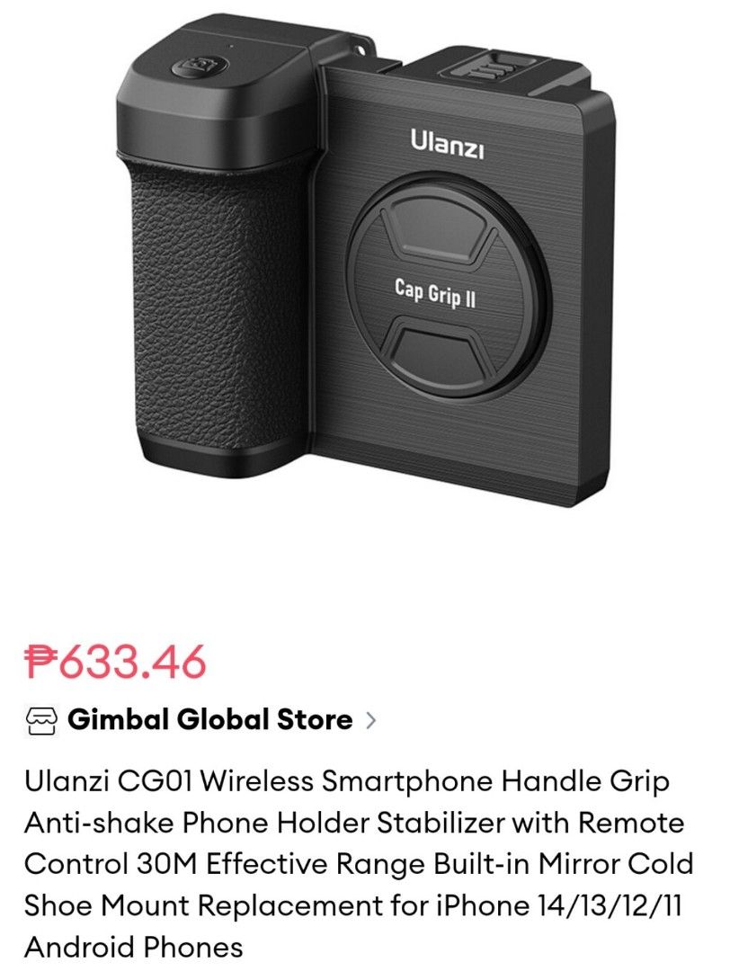 Smartphone handle Grip (Category: Mounts & Holders) located in Manila. Submitted by jannivy (Listing ID 1295061704, Image 1). Description: no box but still very new, used less than 5 times. comes with remote..