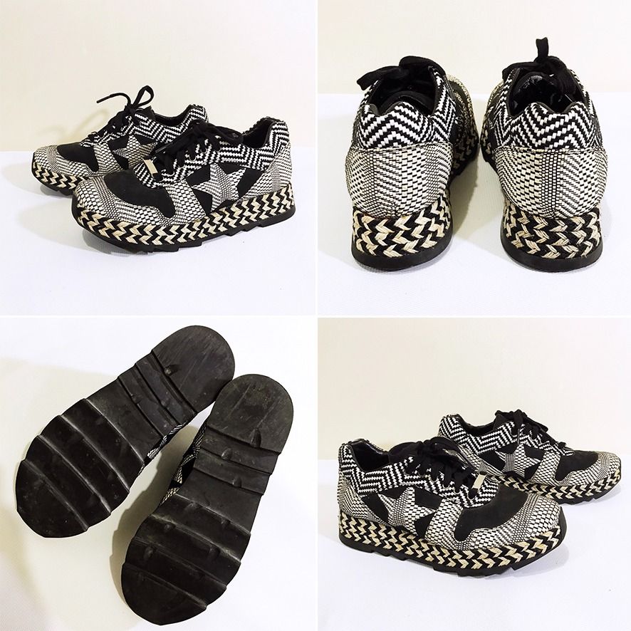 STELLA McCARTNEY Monochrome Faux Suede and Woven Straw Tweed Macy Star Sneakers Size 36 Women s Fashion Footwear Sneakers on Carousell