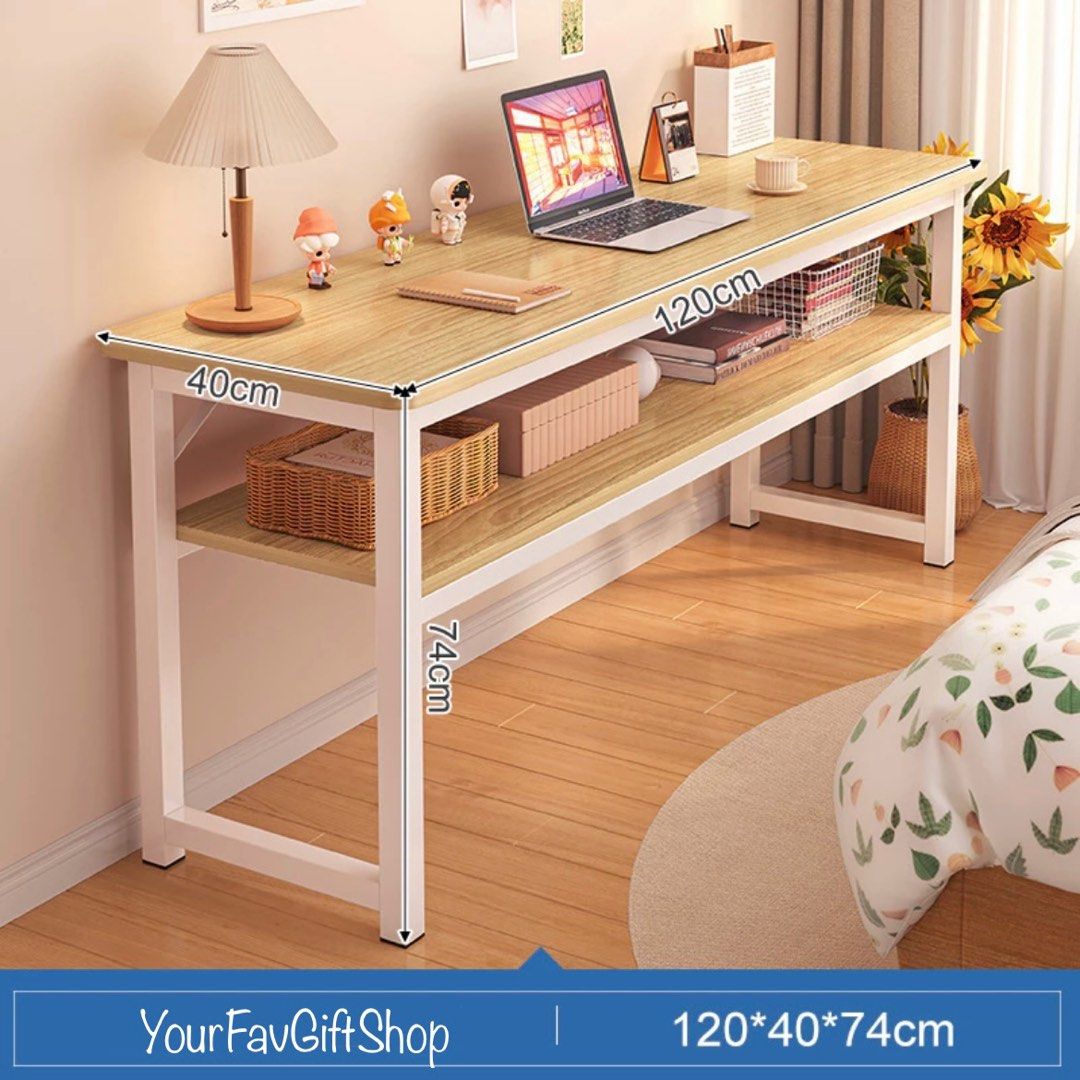Study Desk With Under Table | Multilayered Double Layered Long Computer ...