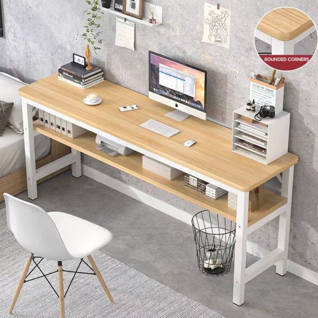 Study Desk With Under Table | Multilayered Double Layered Long Computer ...