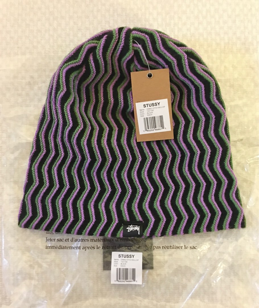 STUSSY CRINKLE STITCH SKULLCAP BLACK 黑色 春季完售款針織帽 毛帽