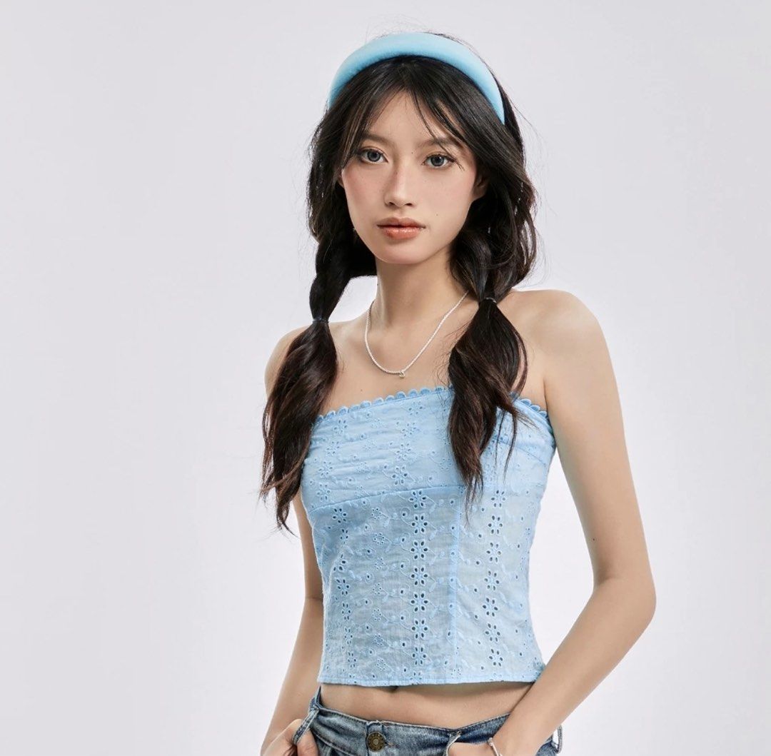 Summer Eyelet Tube Top (Category: Sleeveless) located in Quezon City. Submitted by himym29 (Listing ID 1295129991, Image 1). Description: •used once •a bit big on me.