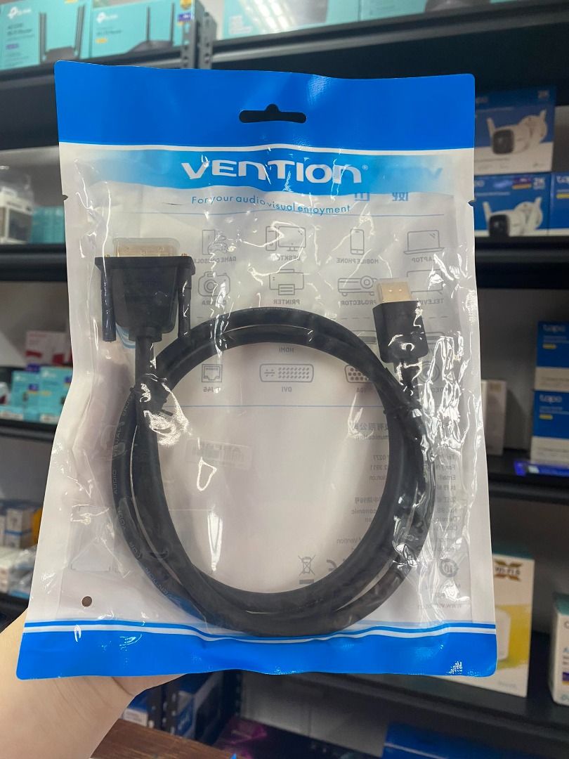Vention HDMI to DVI Cable Black 1 Meter - Vention ABFBF (Category: Cables & Adaptors) located in Pasig City. Submitted by technofuseofficial (Listing ID 1295048718, Image 1). Description: Vention 1M HDMI to DVI Cable Black ABFBF Model: AGIBI Color: Black Length: 3 meters Connector Type: HDMI Male / DVI (24+1) Male Interface Techniques: Gold-plated Transmission Direction: Dual Direction Resolution: DVI to HDMI - 4K@60Hz HDMI to DVI - 1080p@60Hz Co