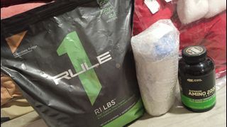 Whey Protein Rule1 and BCAA Amino and shaker