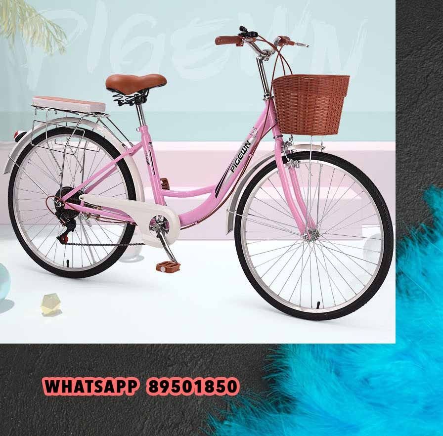 26 inch 6 Speed Pink Pigewn Lady Bike Women Bike City adult male commuter retro bicycle