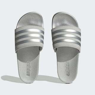 Adidas Adilette Comfrot Slides (Grey Silver Metallic)