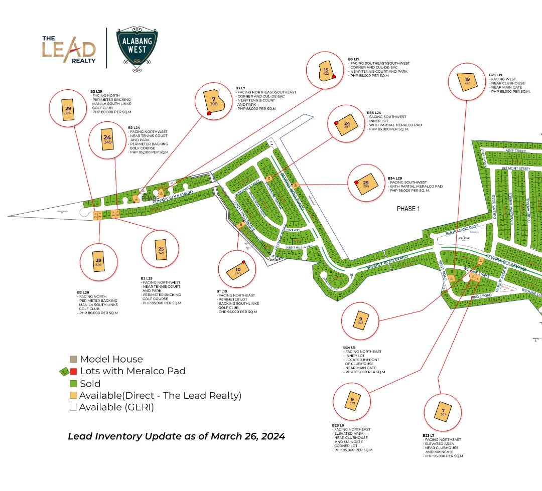 Alabang West Lot For Sale Near Tennis Court and Park near Alabang