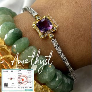 Amethyst s925 tennis bracelet w/ certificate of authenticity (scan the code to see the video)