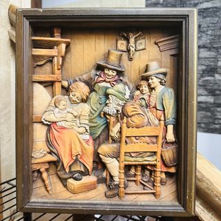 ANRI 3D Wood Carving FRANZ von DEFREGGER Wall Frame Display 1835-1921 No. 72702