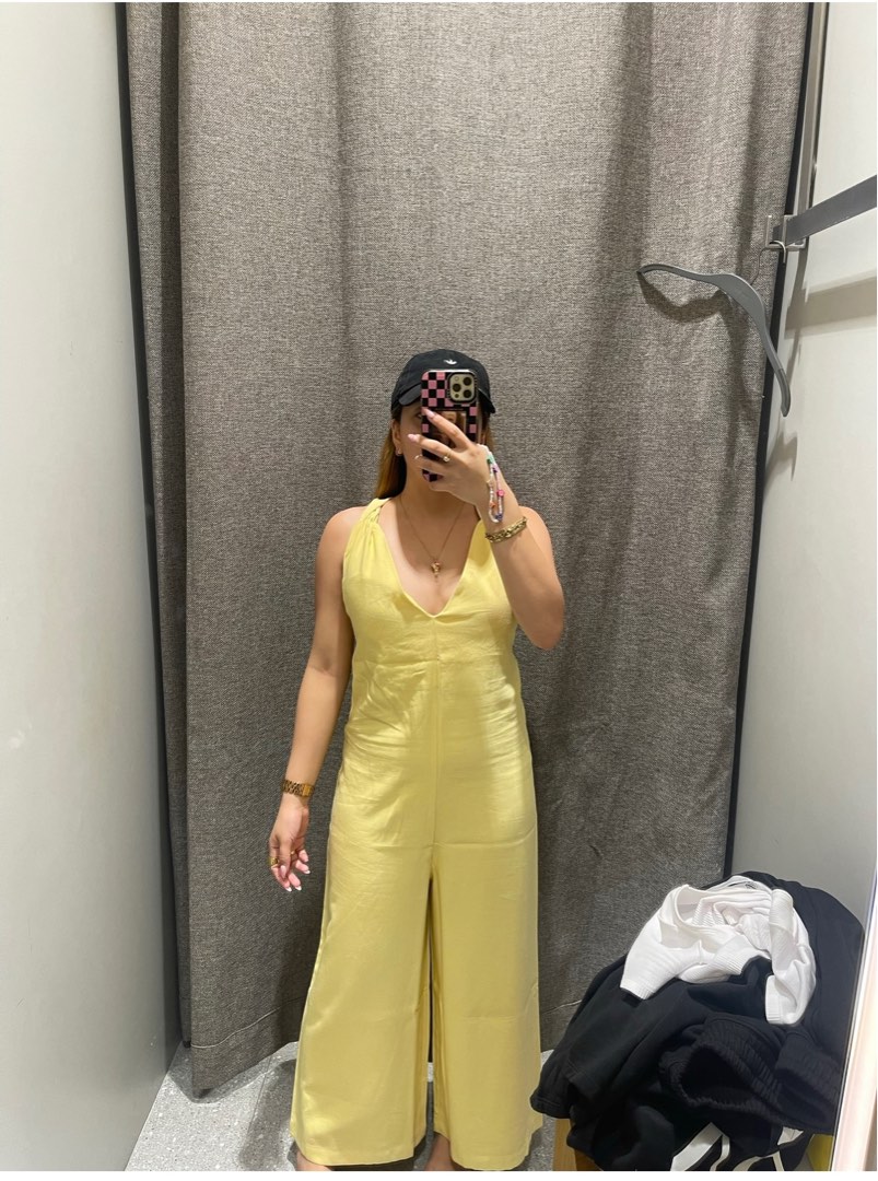 Yellow jumpsuit mango on sale