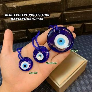 Blue evil eye protection hanging keychain