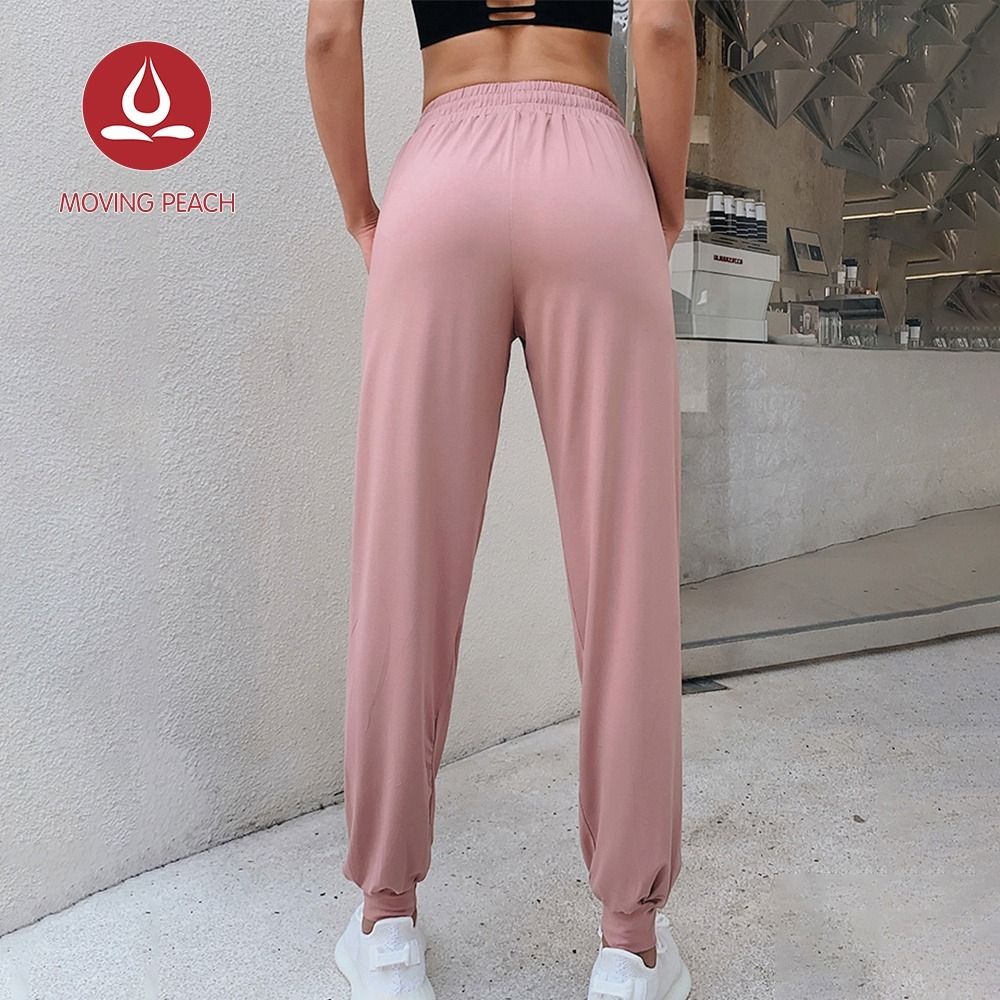 MOVING PEACH Women Jogger Pants Loose Trousers Fitness Yoga High