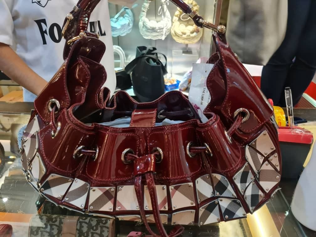 Burberry Warrior Burgundy Patent Shoukder bag Luxury Bags Wallets on Carousell