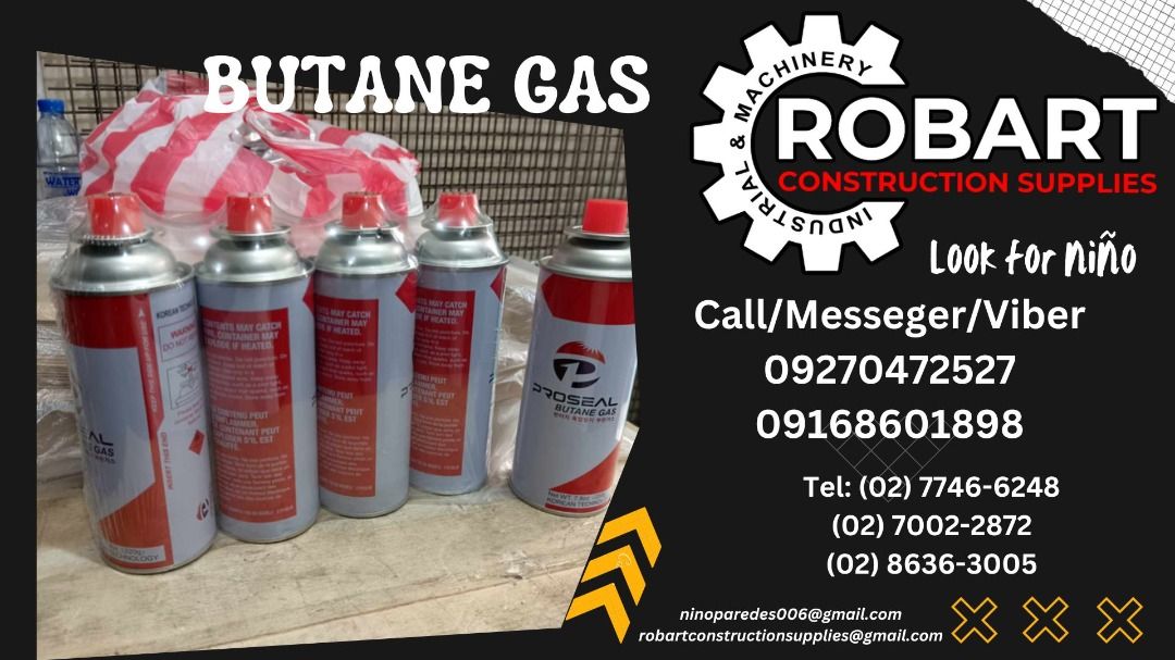 BUTANE GAS (Category: Construction Tools & Equipment) located in Manila. Submitted by ninoparede24925 (Listing ID 1295242622, Image 1). Description: BUTANE GAS - - FOR INQUIRES: 𝓟𝓵𝓮𝓪𝓼𝓮 𝓬𝓪𝓵𝓵 :09270472527 09168601898 Look for:Niño Paredes Tel: (02) 7746-6248 (02) 7002-2872 (02) 8636-3005 𝑴𝒂𝒏𝒊𝒍𝒂 𝑶𝒇𝒇𝒊𝒄𝒆: 1405 𝒀𝒖𝒔𝒆𝒄𝒐 𝒔𝒕 𝑺𝒕𝒂 𝑪𝒓𝒖𝒛. 𝑴𝒂𝒏𝒊𝒍𝒂 #RobartConstructionSupplies #ConstructionSupplies #Industrialproduct Roba