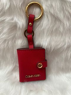 CAlvin Klein Red Leather Mini Photo Album Keychain-