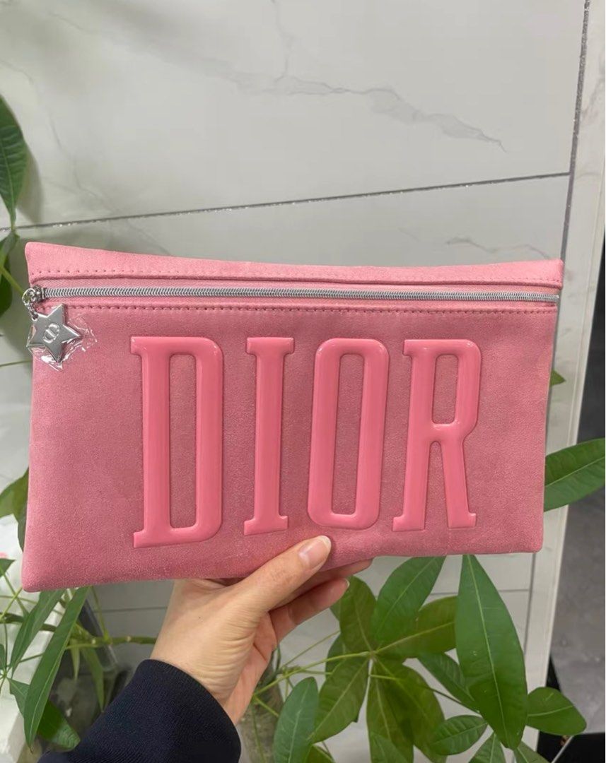 Dior makeup cosmetic pouch pink white accessories hand carry pouch bag accessories pouch gift storage pouch Black limited edition perempuan pouch bag toiletries bag clutch bag beg alat solek pink Wome...