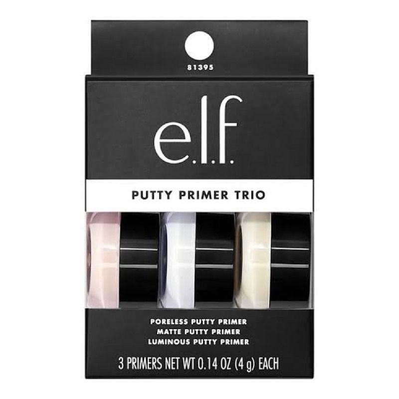 ELF PUTTY PRIMER TRIO (Category: Makeup) located in Manila. Submitted by juanashopbies_ph (Listing ID 1295199899, Image 1). Description: ELF PUTTY PRIMER TRIO What is it? The triple-threat face primer set you need to create the perfect canvas. Why We Love: -Includes 3 putty primers formulated to be used on different areas of the face or for different end looks -Creates the perfect, flawless complexion with or without makeup -Infused with skin-lov