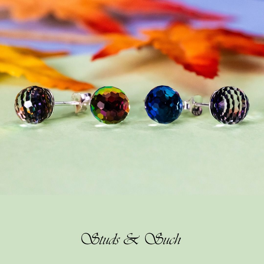 Mini Swarovski Crystal Ball On 925 Silver Stud Earrings Women s Fashion Jewelry Organisers Earrings on Carousell