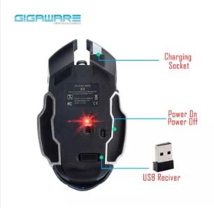 Gigaware Wolf X8 6 Buttons RGB Back-light Wireless Gaming Mouse (Category: Mouse & Mousepads) located in Manila. Submitted by gigaware (Listing ID 1295203381, Image 3). Description: Mouse net weight: about 120G Response speed: 150PS Product size: about 138*80*38MM/ 5.43 * 3.15 * 1.5IN Number of buttons: 6 Optical resolution: 1800 2.4GHz 2.4GHz Wireless Silent Rechargeable (Lithium-Ion Battery, Power-saving Chip) & Fast Transmission. More secure a