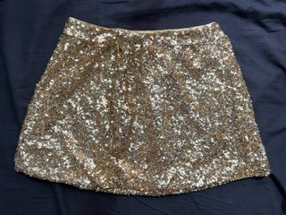 gold sequined mini skirt