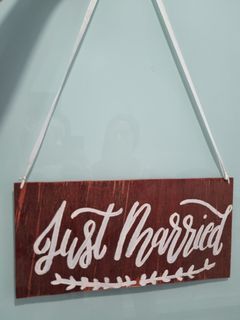 Here comes.the bride wooden banner