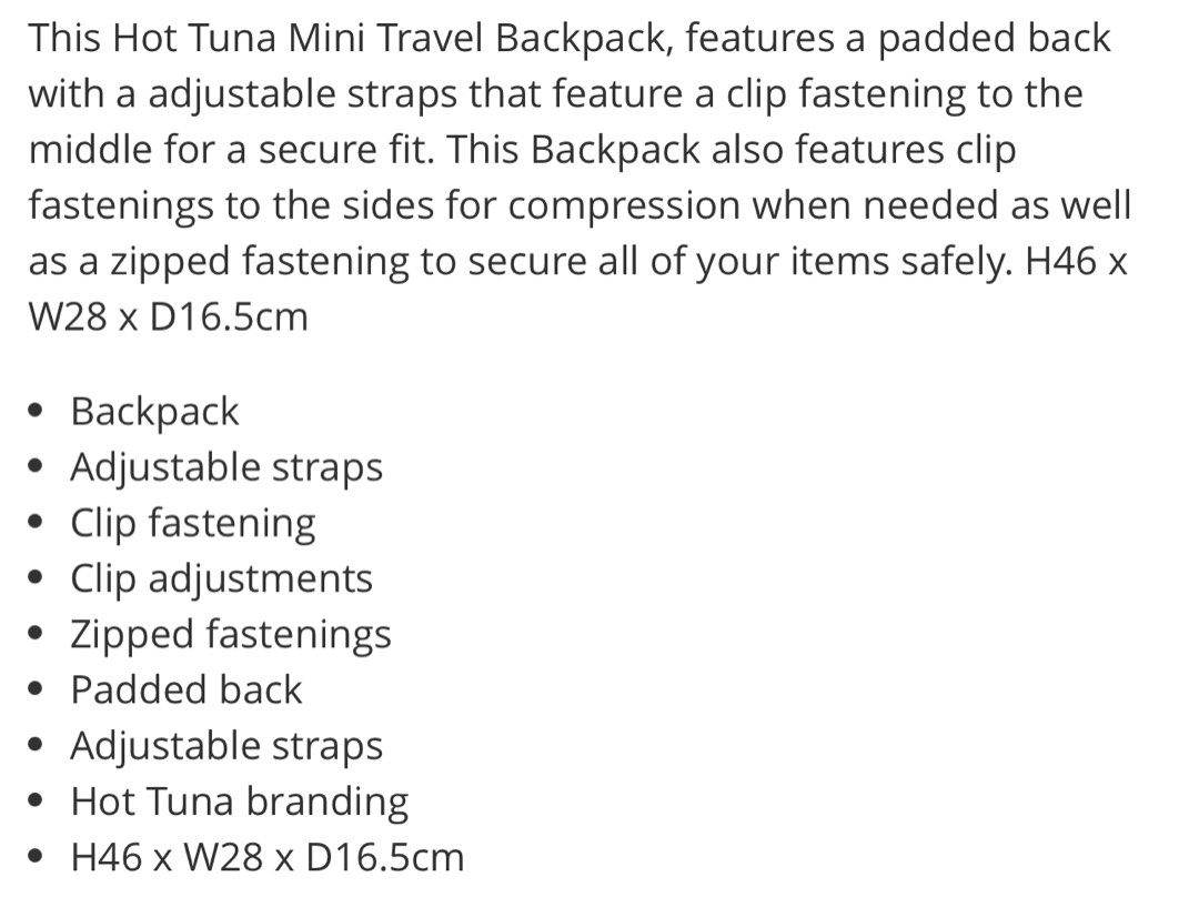 hot tuna mini travel backpack Get the Label Back Of Backpack - Hot