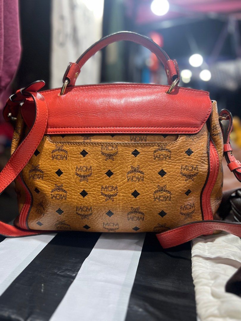 Mcm cognac visetos bags hot sale