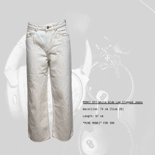 MONKI Off-White Wide Leg Cropped Jeans