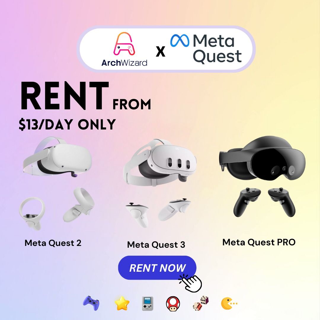 Oculus Quest 2, Meta Quest 3, Meta Quest Pro,Rent and Borrow - Game Rental  Virtual Reality Rental for Solo, Party, Event, Fun - Free games, Free apps  ...