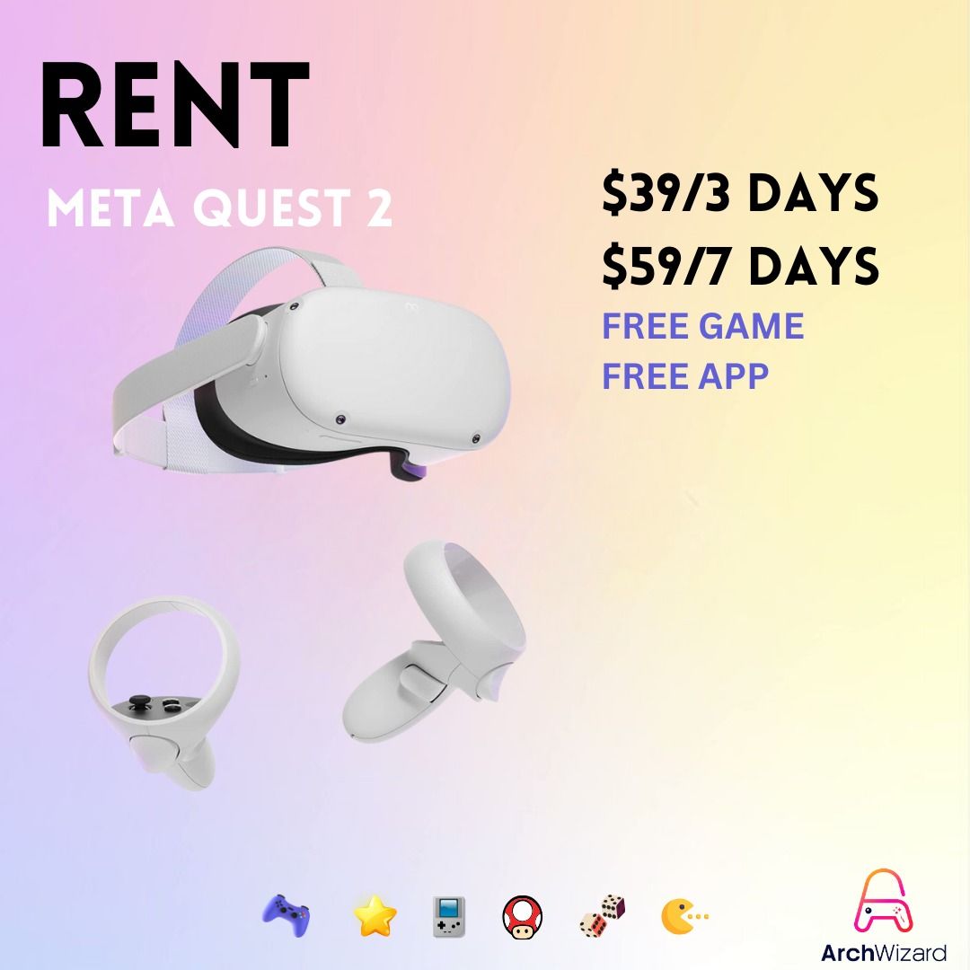 Oculus Quest 2, Meta Quest 3, Meta Quest Pro,Rent and Borrow - Game Rental  Virtual Reality Rental for Solo, Party, Event, Fun - Free games, Free apps  🍭 Meta Quest - ArchWizard,