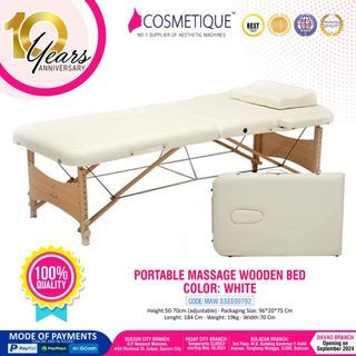 Portable Massage Wooden Bed White Color