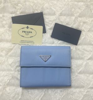 Prada Wallet nylon and leather light blue shade