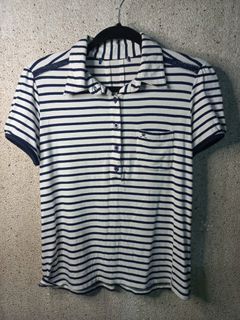 Preloved Kamiseta striped blue and white shirt blouse