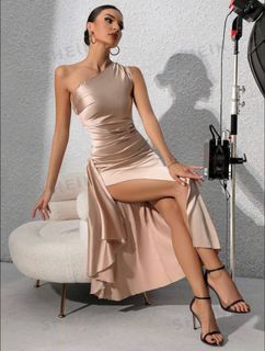 Shein Asymmetrical One Shoulder Satin Gown / Dress