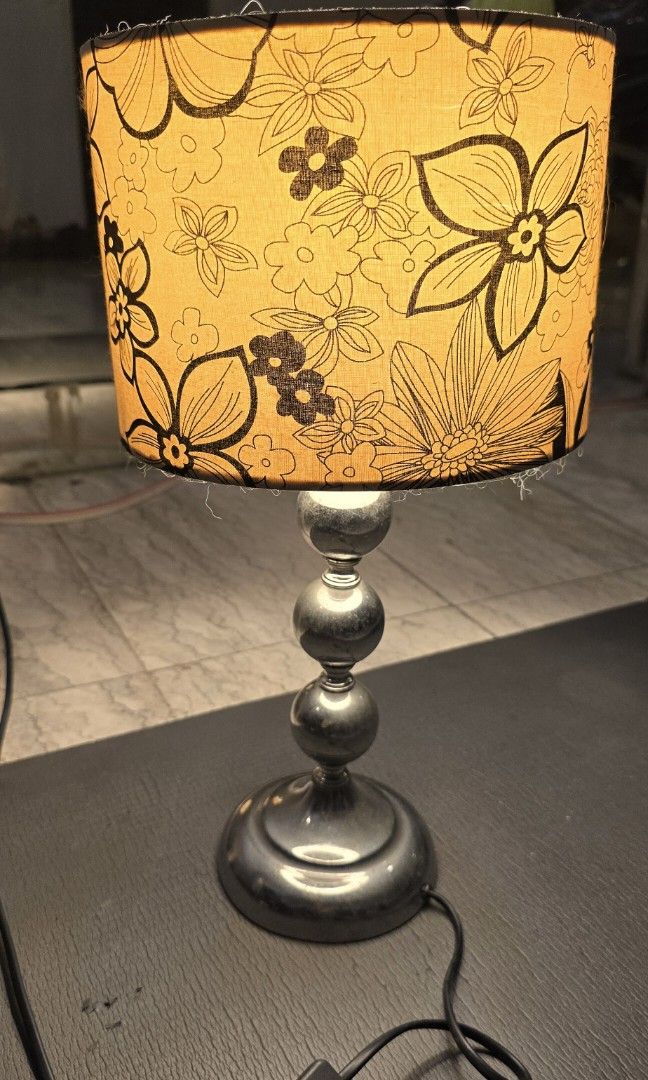 Silver lampshade (Category: Lighting) located in Manila. Submitted by foxydivas (Listing ID 1295282460, Image 2). Description: bought in Spain good quality medium size lampshade with black and white limited edition floral made from Spain rfs: decluttering.