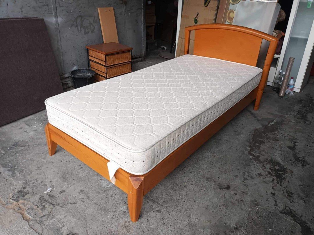 Solid wood single size bedset 8inch thick comfortable mattress In good condition (Category: Bed Frames & Mattresses) located in Manila. Submitted by Hezcki (Listing ID 1295339125, Image 2). Description: .