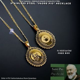 Stainless Steel Daint Padre Pio Baroque Medallion Necklace