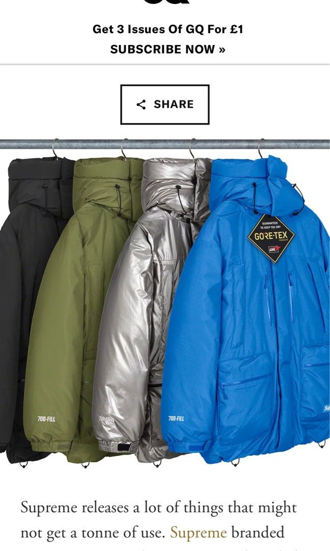 Supreme Goretex 700 fill down parka SIZE M Men s Fashion Coats Jackets and Outerwear on Carousell