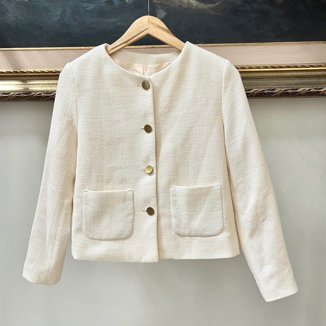 SOLD Uniqlo Gold Button Tweed Blazer