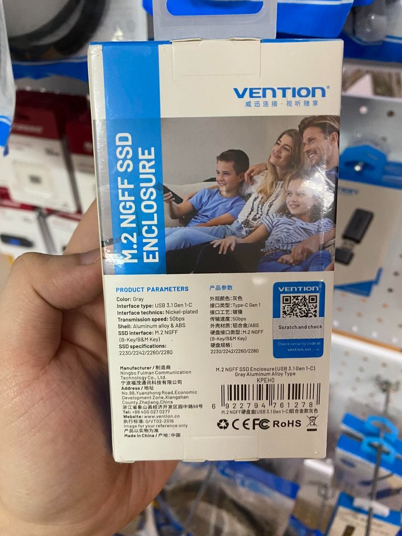 Vention M.2 NGFF SSD Enclosure KPEH0 (Category: Hard Disks & Thumbdrives) located in Pasig City. Submitted by technofuseofficial (Listing ID 1295222010, Image 2). Description: Vention M.2 NGFF SSD Enclosure KPEH0 Color: Gray Interface: USB 3.1 Gen 1 Disk Drive Interface: M.2 NGFF (B-Key/B&M Key) Disk Drive Parameters: 2230/2242/2260/2280 Transmission Rate: 5 Gbps Casing: Aluminum Alloy Plug and Play .