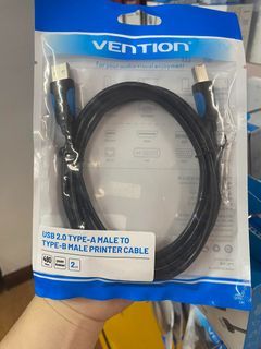 Vention Printer Cable 2 Meters USB-A 2.0 Male to USB-B Male Printer Cable Black VAS-A16-B200