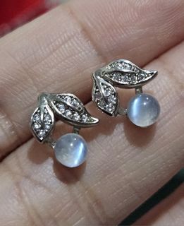 White Moonstone Flower Earrings