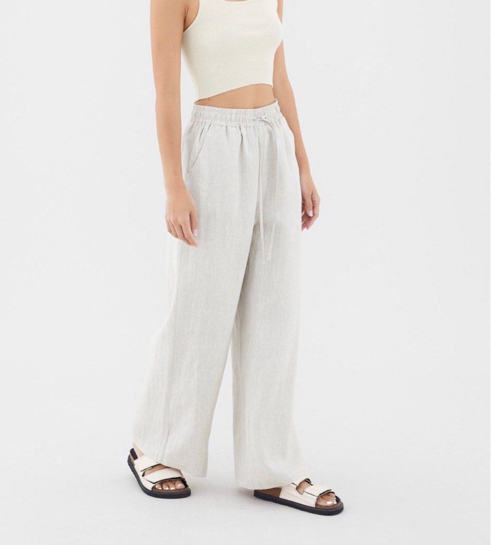 11 NEW COLORS]: Muji Drawstring Linen Slack Pants High Waist