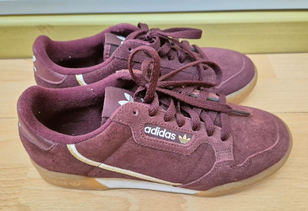 Original Adidas Continental 80 Shoes Maroon Suede