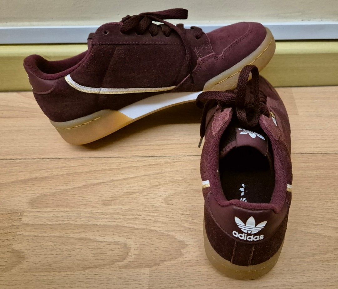 Original Adidas Continental 80 Shoes Maroon Suede