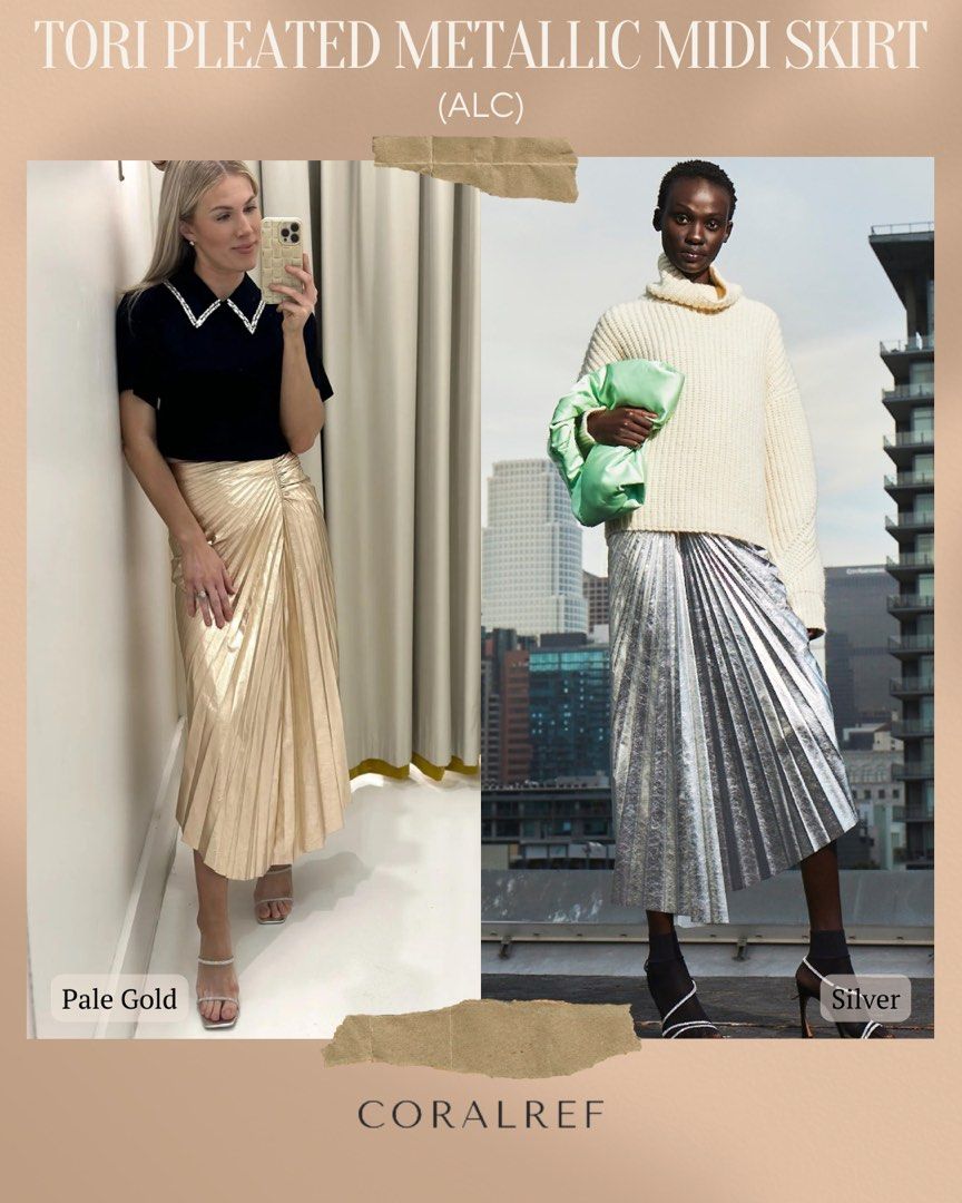 Alc gold pleated skirt 2025