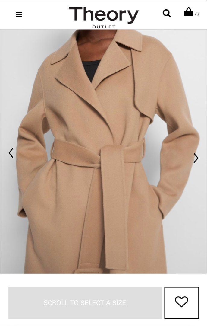 Almost New Theory Wrap Trench Coat in 100 Wool size S UK8 UK10 light beige pink Women s Fashion Coats Jackets and Outerwear on Carousell